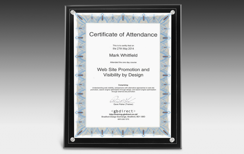 Large Certificate Holder - Clear on Black - 8" x 10" Insert